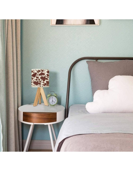 Lámpara de Mesa Tripode OEPWQIWEPZ de Piel de Vaca Marrón