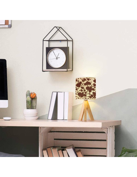 Lámpara de Mesa Tripode OEPWQIWEPZ de Piel de Vaca Marrón