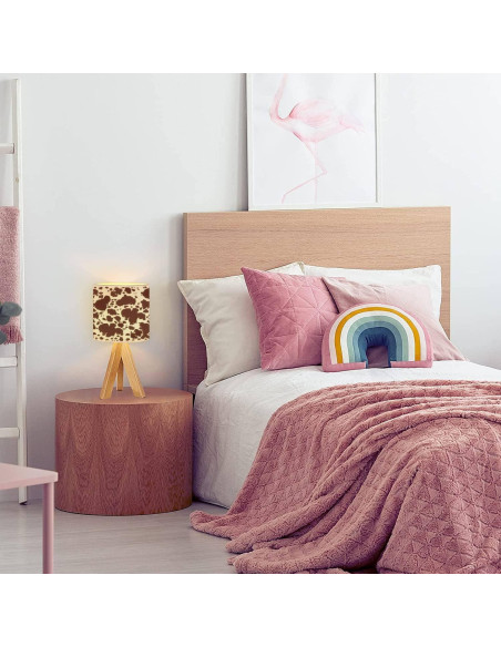 Lámpara de Mesa Tripode OEPWQIWEPZ de Piel de Vaca Marrón