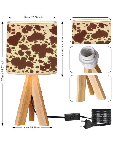 Lámpara de Mesa Tripode OEPWQIWEPZ de Piel de Vaca Marrón