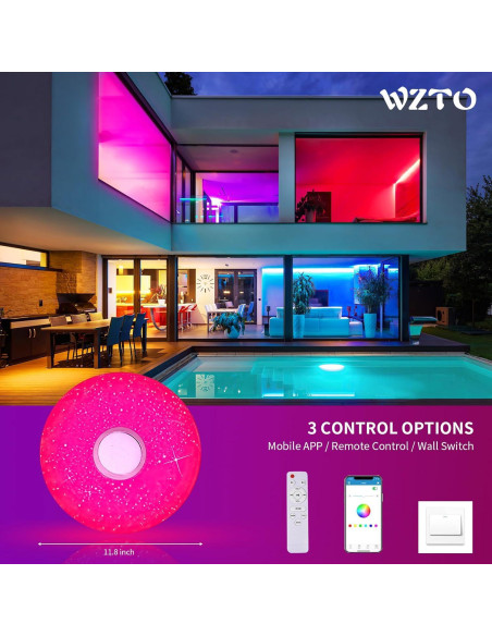 Luz de Techo LED 36W WZTO con Altavoz Bluetooth RGB