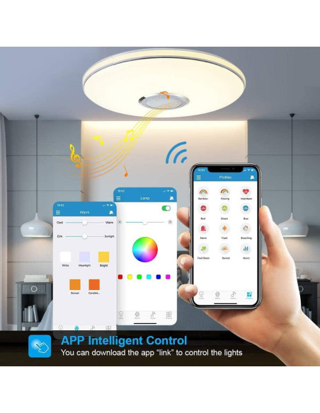 Luz de Techo LED 36W WZTO con Altavoz Bluetooth RGB