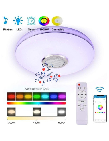 Luz de Techo LED 36W WZTO con Altavoz Bluetooth RGB