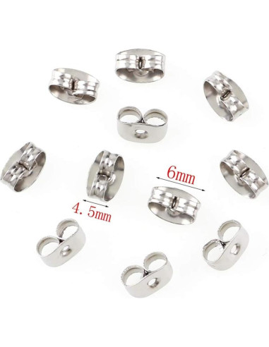 300 Piezas Respaldo de Aretes Mariposa Chunney Acero Inoxidable