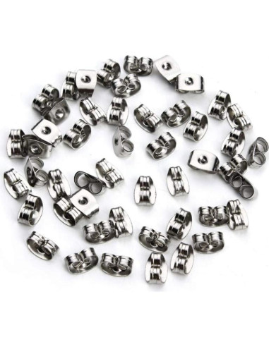 300 Piezas Respaldo de Aretes Mariposa Chunney Acero Inoxidable