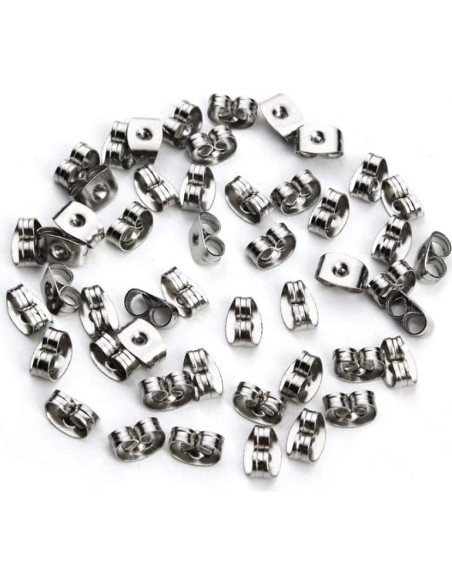 300 Piezas Respaldo de Aretes Mariposa Chunney Acero Inoxidable