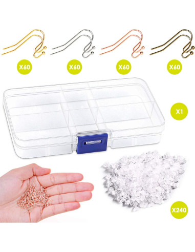 Kit de Ganchos para Aretes Audab 480pcs - 240 Ganchos y Respaldos