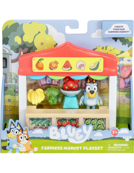 Juego de Mercado de Agricultores Bluey con Figura y Accesorios