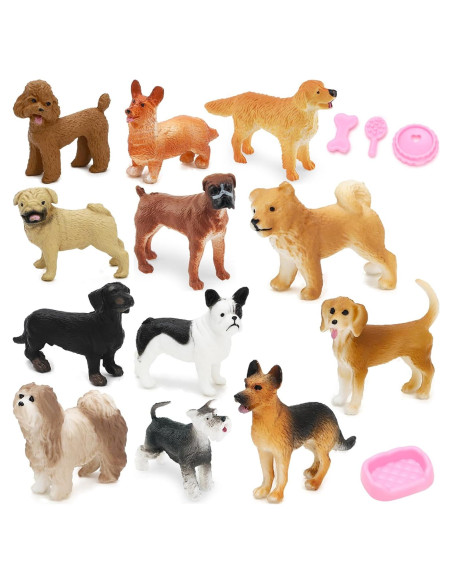 Figuras de Perros Mini ONEST 13 Piezas Juguetes Realistas