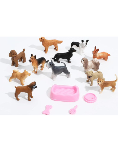 Figuras de Perros Mini ONEST 13 Piezas Juguetes Realistas