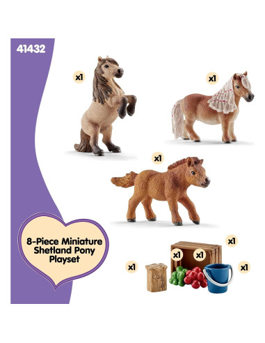 Set de Juego de Ponis Shetland Schleich - 8 Piezas