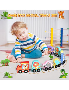 Set de Tren de Animales de Madera Zeoddler 11 Piezas Montessori 2