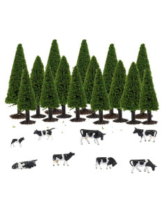 15 Árboles de Cedro y 8 Vacas para Paisaje Evemodel