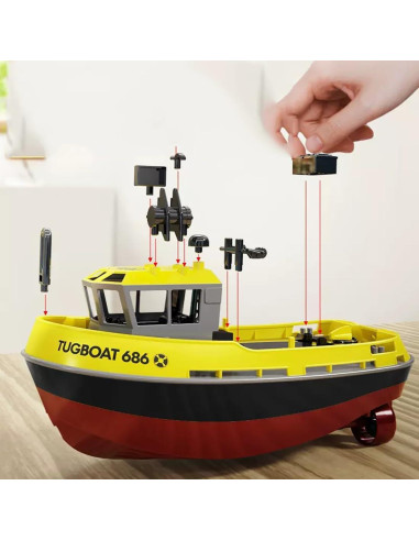 Barco RC Remolcador Weendiypty 2.4GHz Amarillo 15 km/h