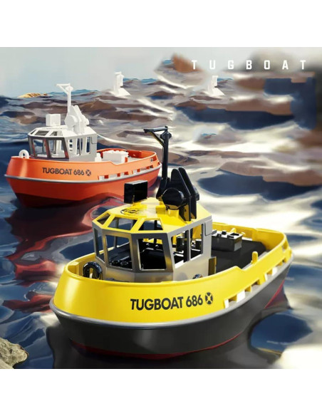 Barco RC Remolcador Weendiypty 2.4GHz Amarillo 15 km/h