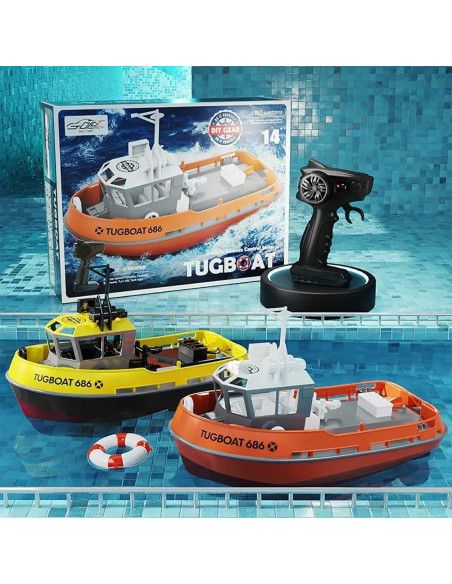 Barco RC Remolcador Weendiypty 2.4GHz Amarillo 15 km/h