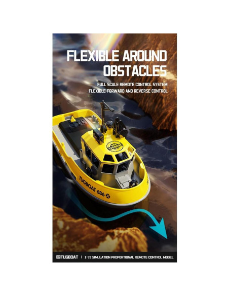 Barco RC Remolcador Weendiypty 2.4GHz Amarillo 15 km/h