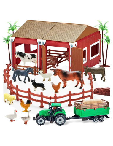 Juego de Granja BOLZRA 66PCS Animales y Vehículo para Niños