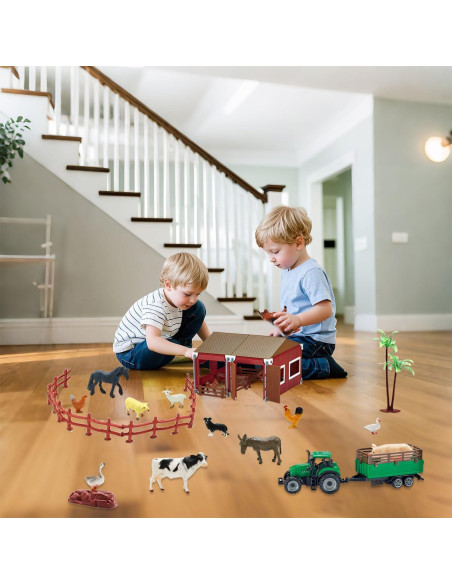 Juego de Granja BOLZRA 66PCS Animales y Vehículo para Niños