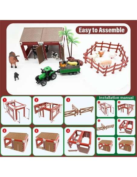 Juego de Granja BOLZRA 66PCS Animales y Vehículo para Niños