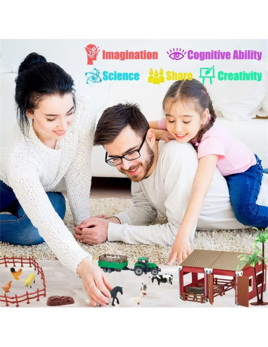 Juego de Granja BOLZRA 66PCS Animales y Vehículo para Niños