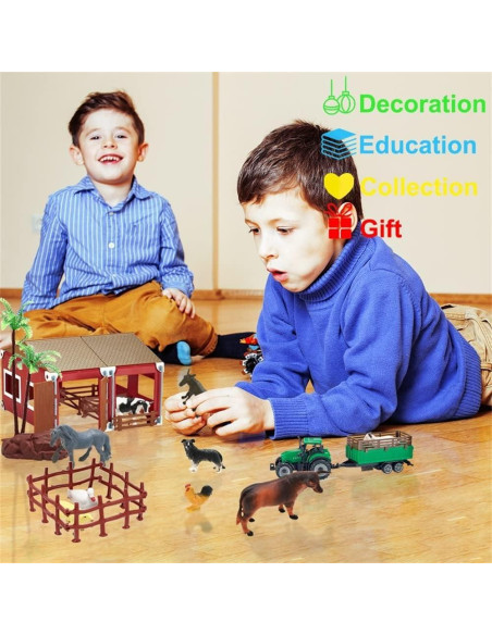 Juego de Granja BOLZRA 66PCS Animales y Vehículo para Niños