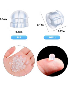 100 Respaldo de Aretes Silicona Hicarer en 2 Tamaños 2
