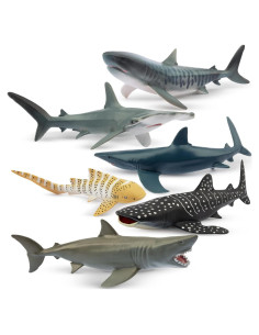 Juego de 6 Figuras de Tiburones Realistas TOYMANY - 15 cm