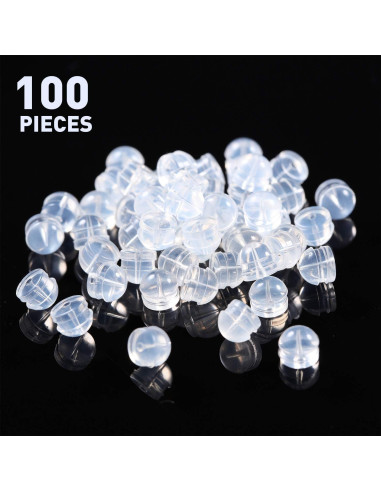 100 Respaldo de Aretes Silicona Hicarer en 2 Tamaños