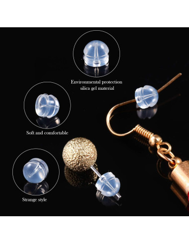 100 Respaldo de Aretes Silicona Hicarer en 2 Tamaños