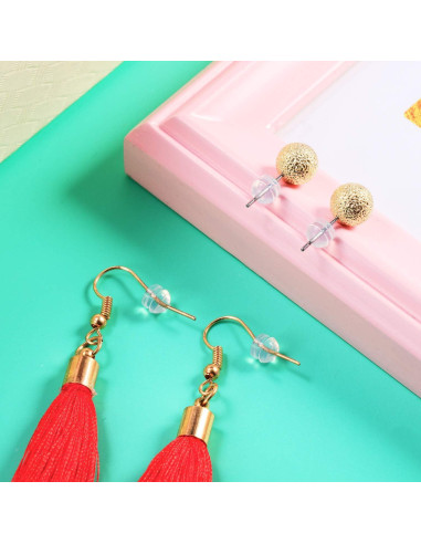 100 Respaldo de Aretes Silicona Hicarer en 2 Tamaños