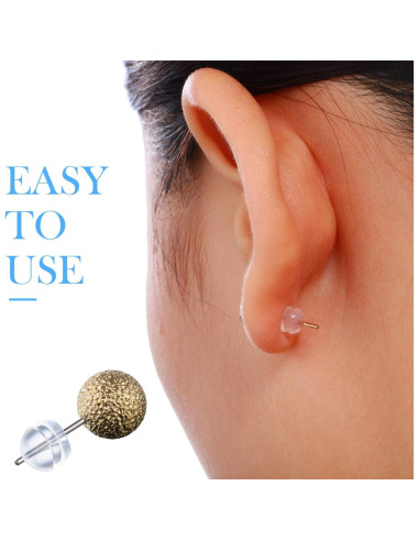 100 Respaldo de Aretes Silicona Hicarer en 2 Tamaños