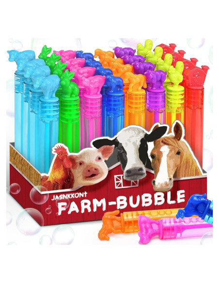 32 Varitas de Burbujas de Animales de Granja JASNKKONT
