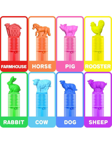 32 Varitas de Burbujas de Animales de Granja JASNKKONT