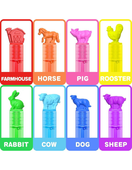 32 Varitas de Burbujas de Animales de Granja JASNKKONT