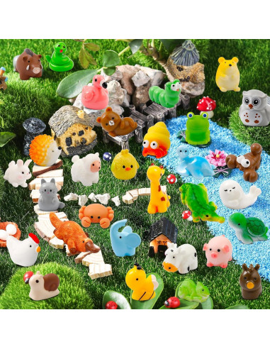 42 Piezas Mini Figuras de Animales de Resina para Decoración
