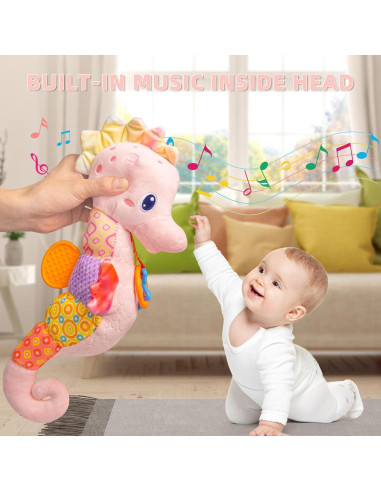 Juguete Caballito de Mar Musical Rosa para Bebés 0-12 Meses