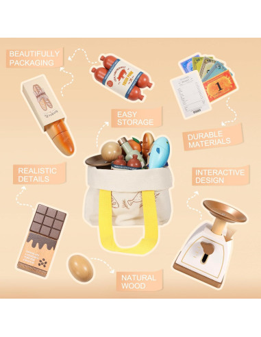 Juego de Comida de Madera Pithfor para Niños 1,11 kg