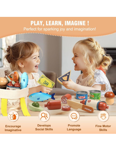 Juego de Comida de Madera Pithfor para Niños 1,11 kg