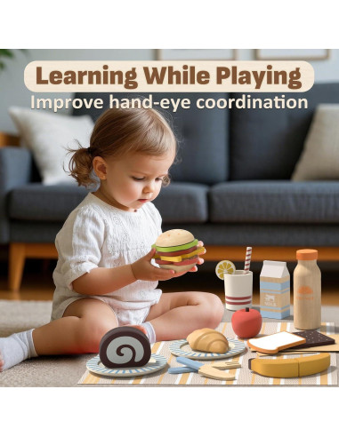 Conjunto de Comida de Juguete Lehoo Castle Madera 20x12 cm