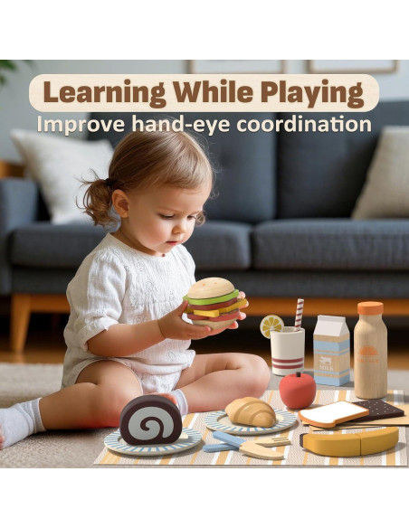 Conjunto de Comida de Juguete Lehoo Castle Madera 20x12 cm