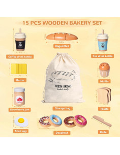 Set de Juguete de Panadería de Madera Inslat 19 Piezas 2