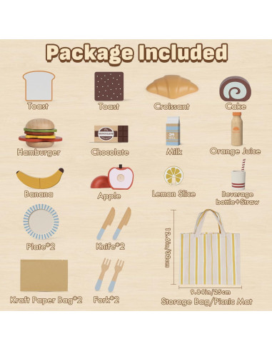 Conjunto de Comida de Juguete Lehoo Castle Madera 20x12 cm