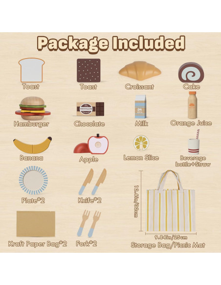 Conjunto de Comida de Juguete Lehoo Castle Madera 20x12 cm