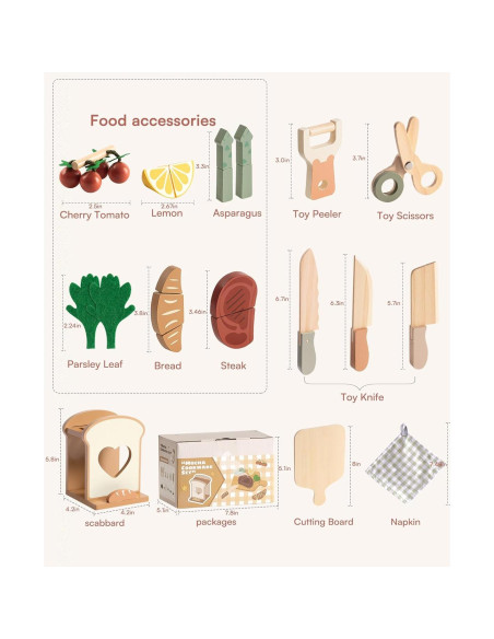 Conjunto de cuchillos de juguete ROBOTIME con frutas y verduras