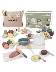 Juego de Comida de Madera 42 Piezas Nunukids para Niños