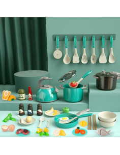 Set de Juguetes de Cocina Bruvoalon 67 Piezas Verde 2