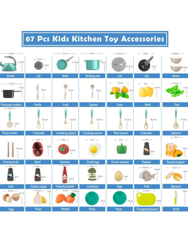 Set de Juguetes de Cocina Bruvoalon 67 Piezas Verde