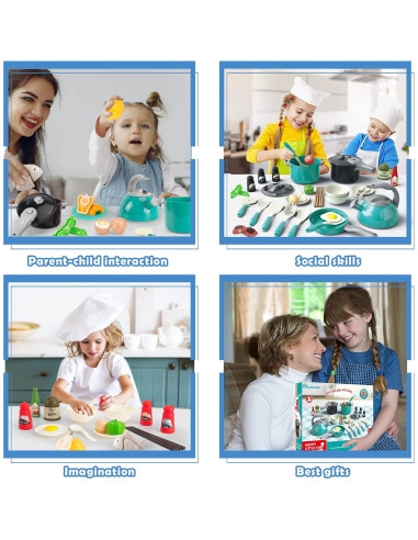 Set de Juguetes de Cocina Bruvoalon 67 Piezas Verde