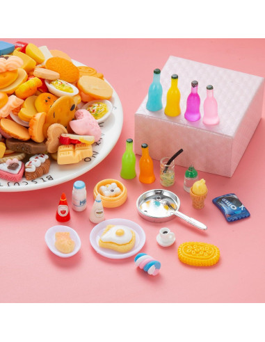 150 Piezas Juguetes de Comida y Bebidas Miniatura Diinokiy